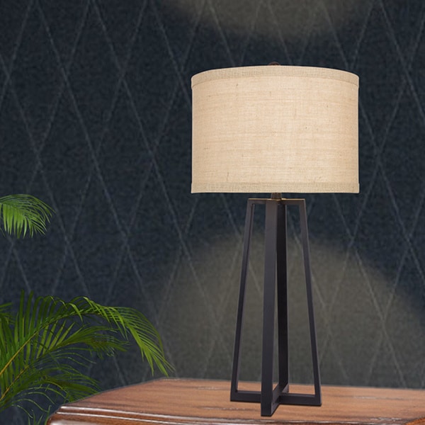 33 inch Black Molded Metal Table Lamp