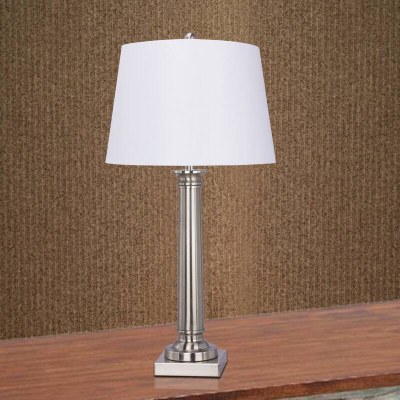 30.5" Metal Table Lamp with Brushed Steel Base
