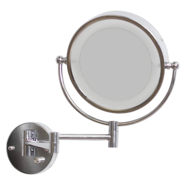 Shop 8.5in. W Round BrassLED Wall Mount Magnifying Mirror In Chrome