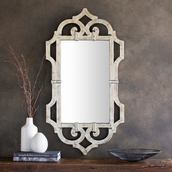 Loddon Weathered Wood Scrollwork Wall Mirror - Grey - 21" x 39.5"