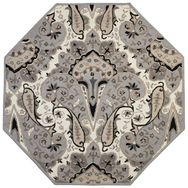 Shop Silver Paisley Wave (6'x6') Octagon Wool Rug Free Shipping Today