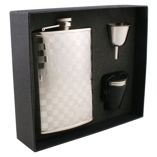 Visol Mate Checker Design Stainless Steel Deluxe II Flask Silver eBay