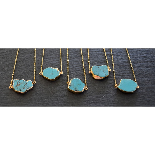 Mint Jules Raw Turquoise Horizontal Stone Pendant Necklace