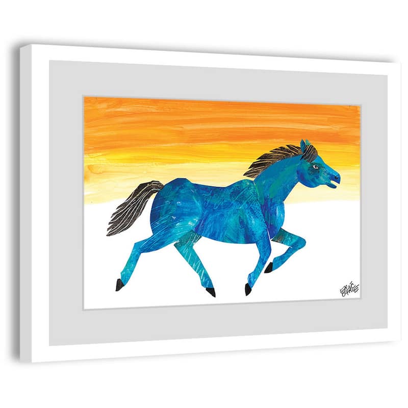 Marmont Hill - Galloping Blue Horse by Eric Carle Painting on Framed Print - Multi-Color