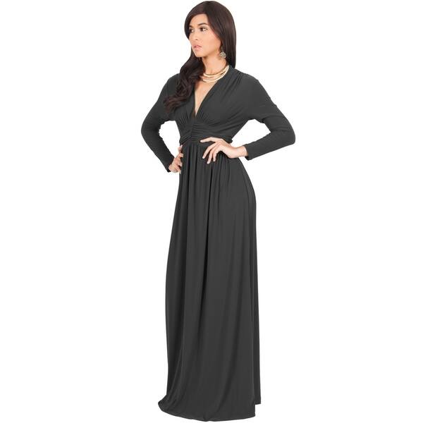 Shop Koh Koh Women S Vintage Inspired V Neck Long Sleeve Maxi