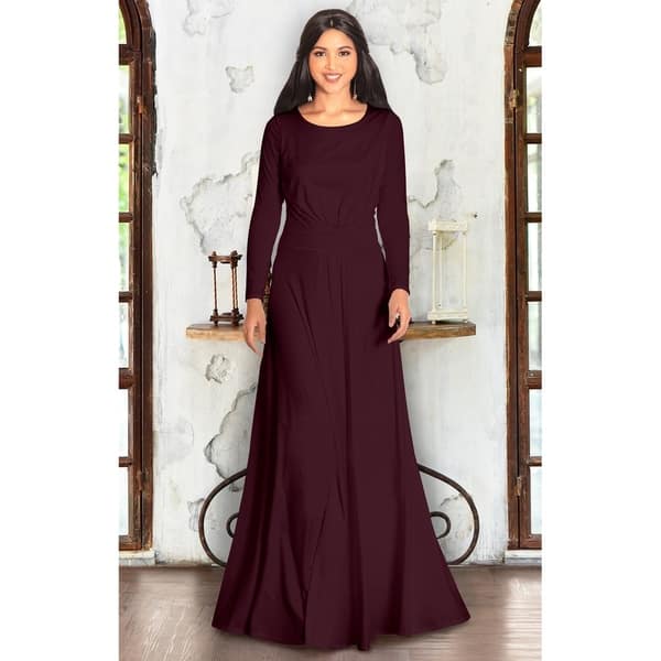 Shop Koh Koh Long Sleeve Elegant Evening Flowy Modest Fall Maxi