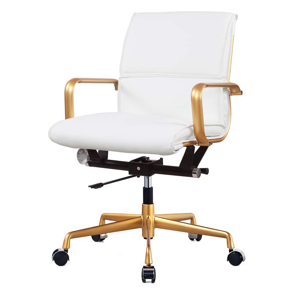M330 Vegan Leather Office Chair, Gold Finish