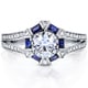 preview thumbnail 5 of 4, Annello by Kobelli 14k White Gold 1 3/5ct TGW Forever One DEF Moissanite, Baguette Sapphire. and Diamond Art Deco Ring