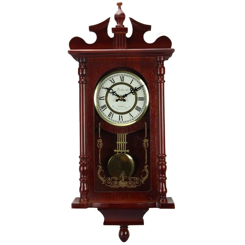 Bedford Clock Collection Redwood 25 in. Chiming Wall Clock