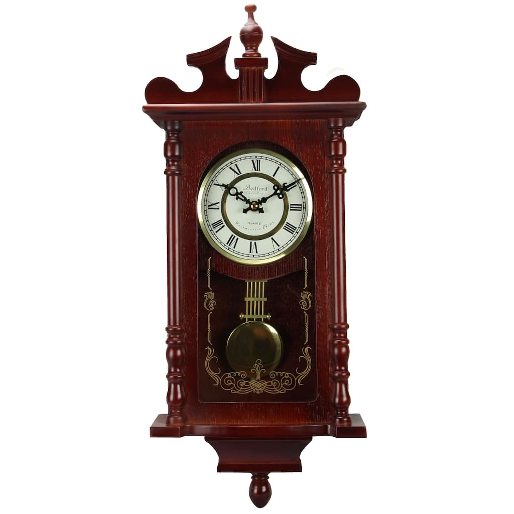 Bedford Clock Collection Redwood 25 in. Chiming Wall Clock