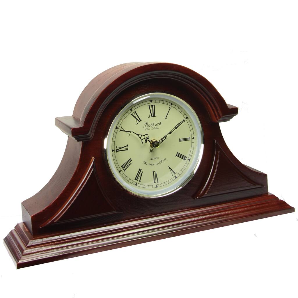 Bedford Clock Collection Redwood Mantel Clock with Chime