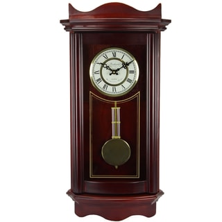 Bedford Clock Collection Weathered Cherry Wood 25 in. Wall Clock