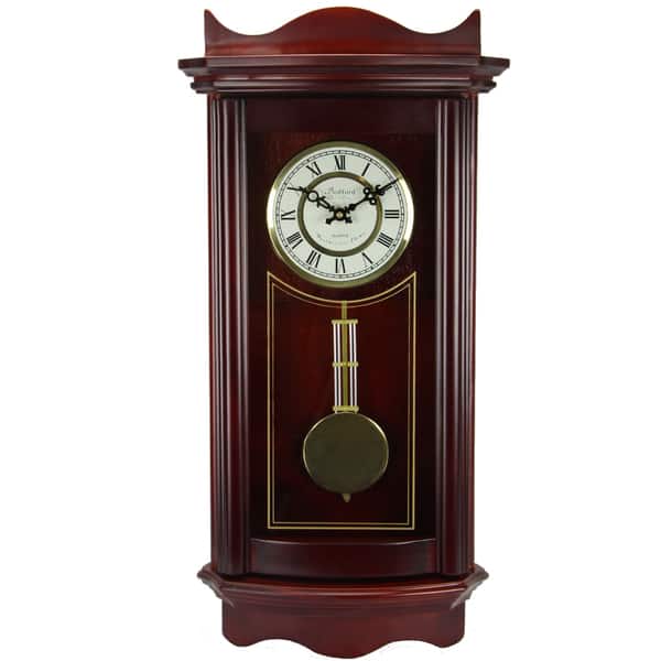 slide 1 of 1, Bedford Clock Collection Weathered Cherry Wood 25 in. Wall Clock
