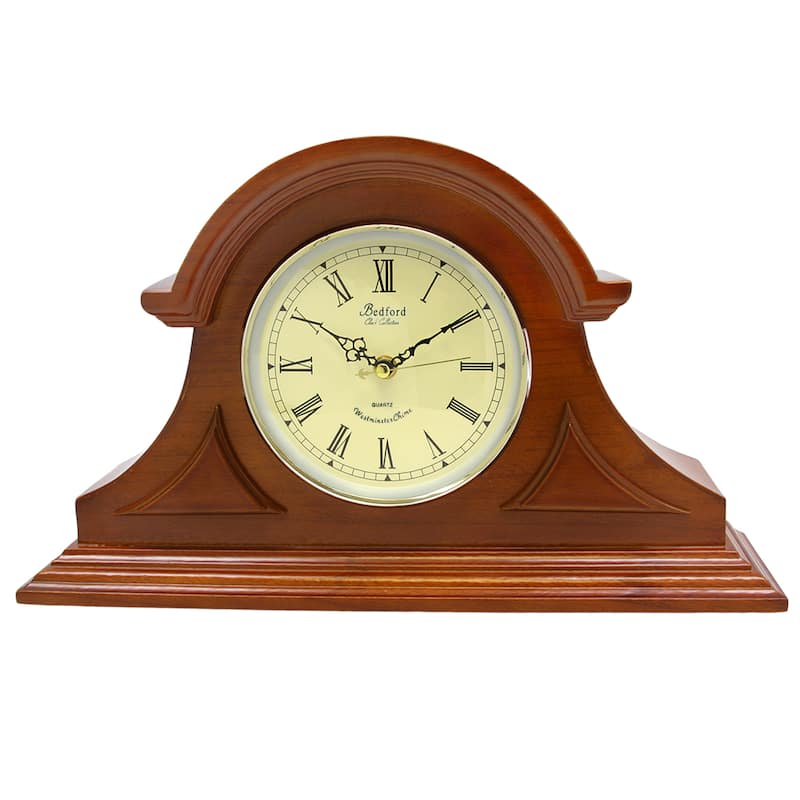 Bedford Clock Collection Mahogany Cherry Mantel Clock with Chimes - N/A