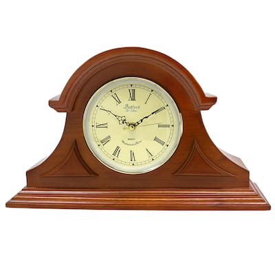 Bedford Clock Collection Mahogany Cherry Mantel Clock with Chimes - N/A