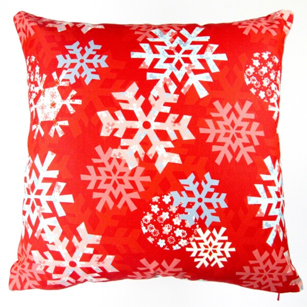 Shop Artisan Pillows 17inch Christmas Snowflakes Red Indoor Holiday