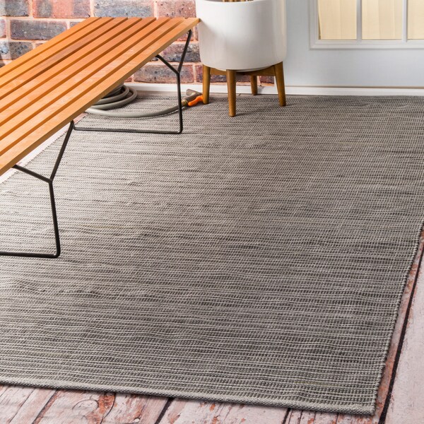 nuLOOM Flatweave Checkered Indoor/ Outdoor Patio Grey Area Rug (5' x 8