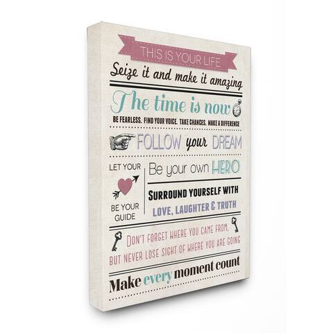 Stupell This is Your Life Infographic Style Inspirational Art 16-inch x 20-inch Canvas