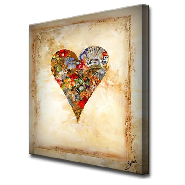 'Newbella' Heartwork Wrapped Canvas Wall Art