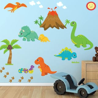 Dinosaur Fabric Wall Decal, 100-percent Woven Fabric Adhesive Decal