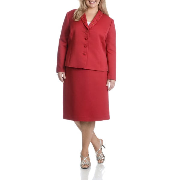 red skirt suit plus size