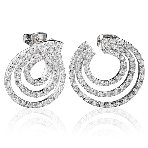 Avanti Sterling Silver 2 3 4ct Tgw Three Row Circular Cubic Avanti Sterling Silver 2 3 4ct Tgw Three Row Circular Cubic Zirconia Earrings
