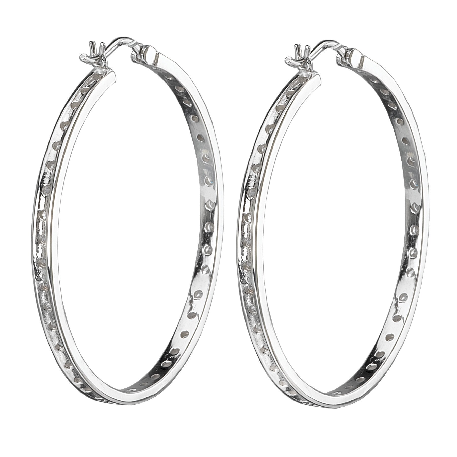 10KT GOLD IN/&OUT DIAMOND CUT HOOPS 3//30MM HOOP EARRINGS