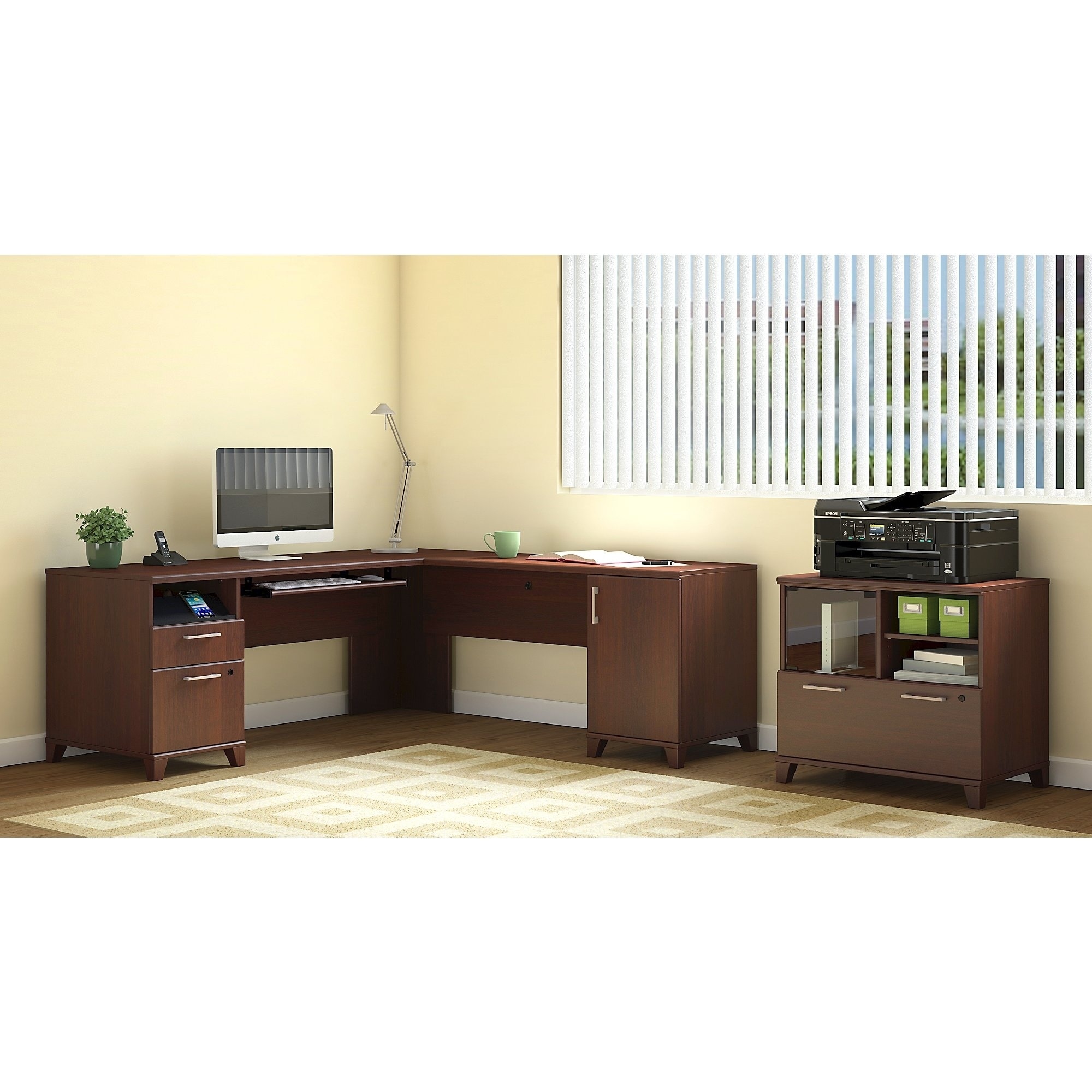 Shop Bush Furniture Achieve L Shaped Desk With Printer Stand File