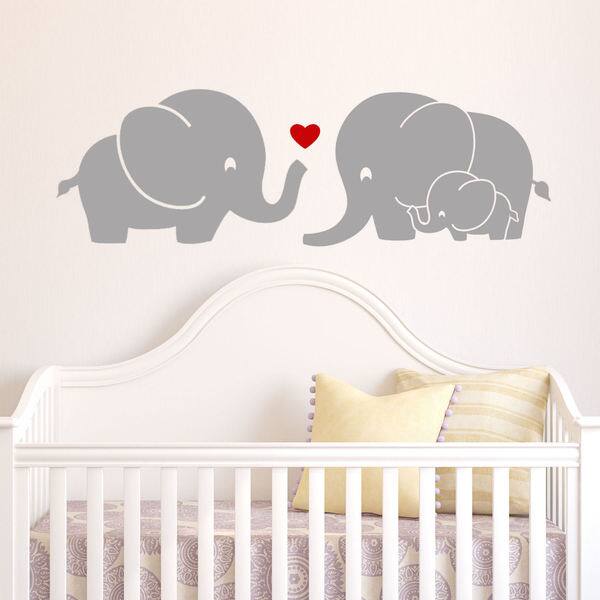 slide 2 of 5, Elephant Family Wall Decal with Red Heart