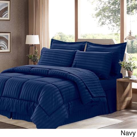 Soft Dobby 8-piece Striped Down Alternative Bed-in-a-Bag Set w/ Sheets