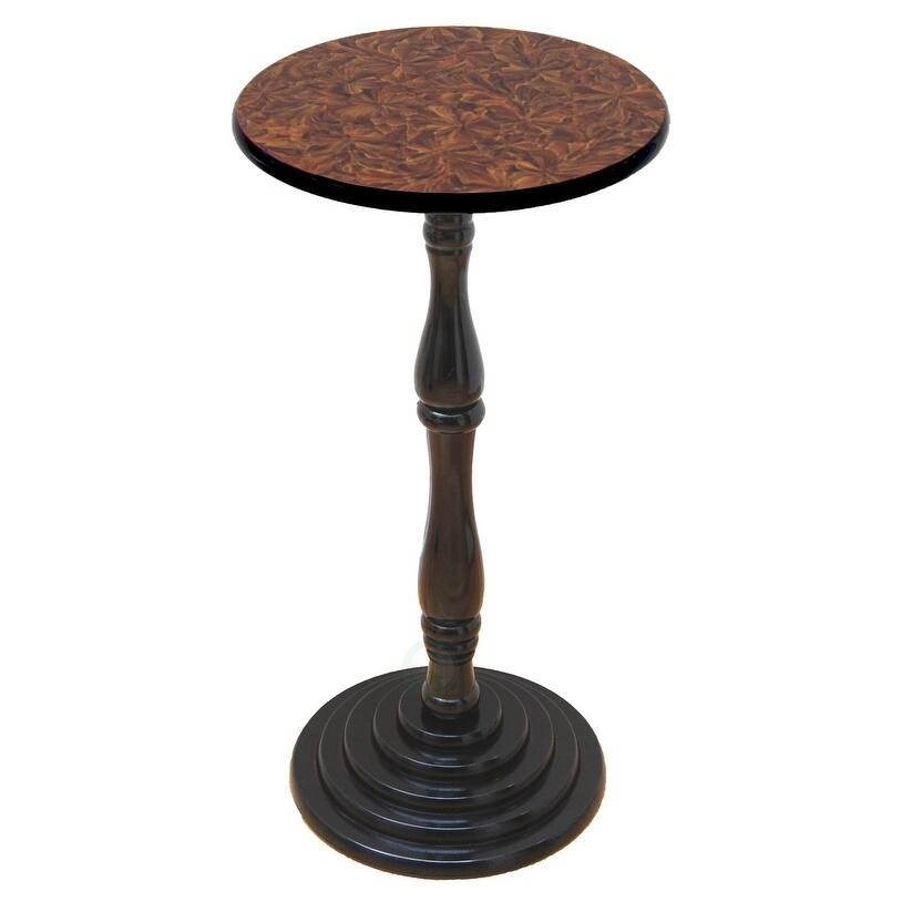 Espresso Round Pedestal Accent Side End Table