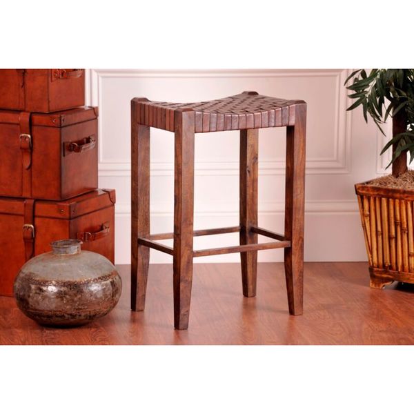 Acacia Wood Saddle Seat Bar Stool Free Shipping Today