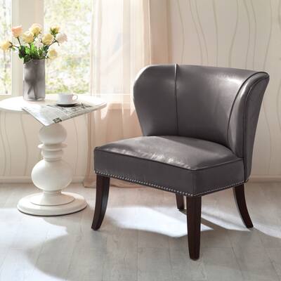 Madison Park Sheldon Concave Back Armless Grey Accent Chair