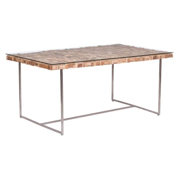 Shop Carbon Loft Braddock Wood And Glass Top Chrome Dining Table