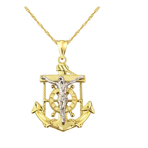 10k Yellow Gold Mariners Cross Pendant - Free Shipping Today 