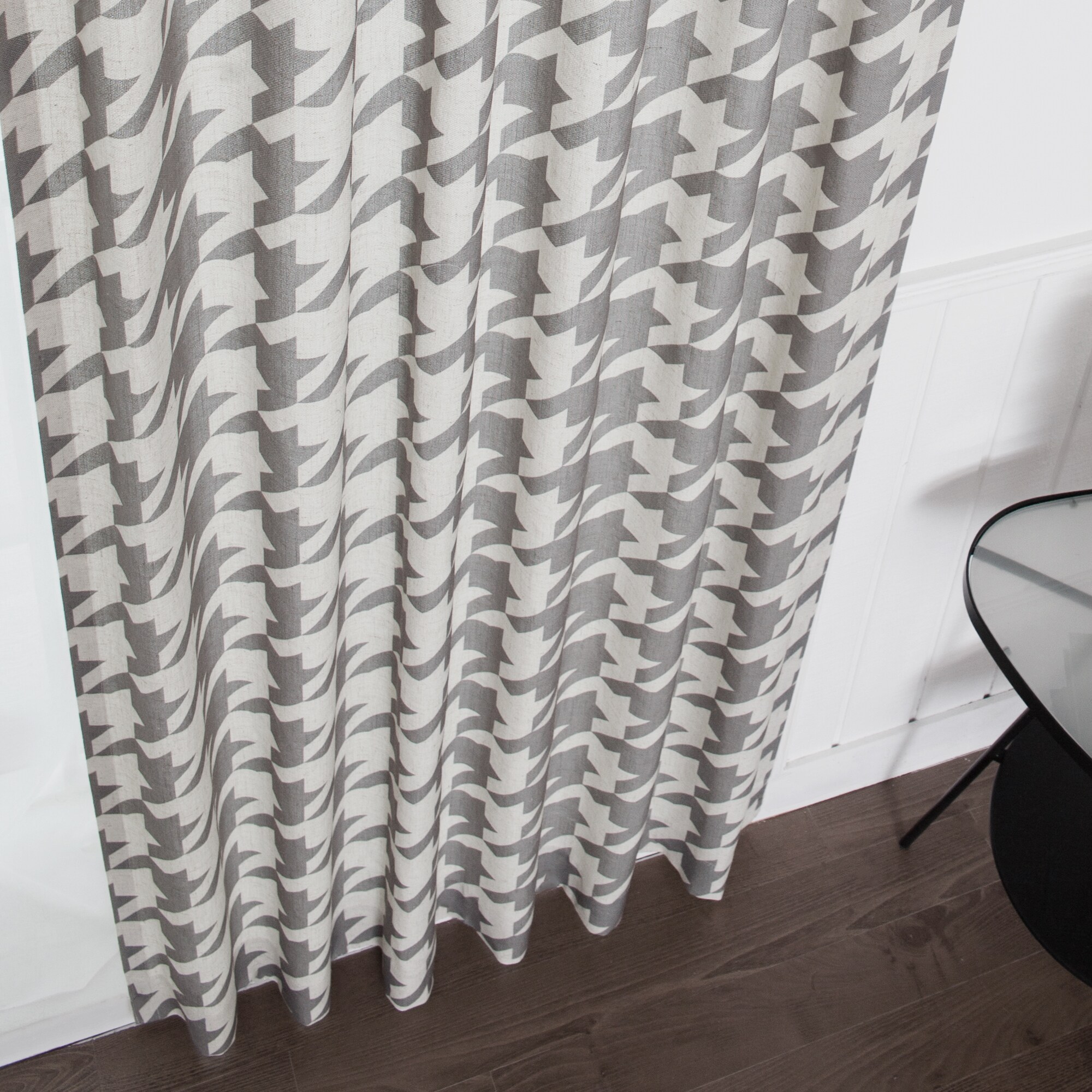 Aurora Home Houndstooth Print Flax Linen Blend Grommet Top Curtain Panel  Pair - 52 x 84 - Bed Bath & Beyond - 10838008