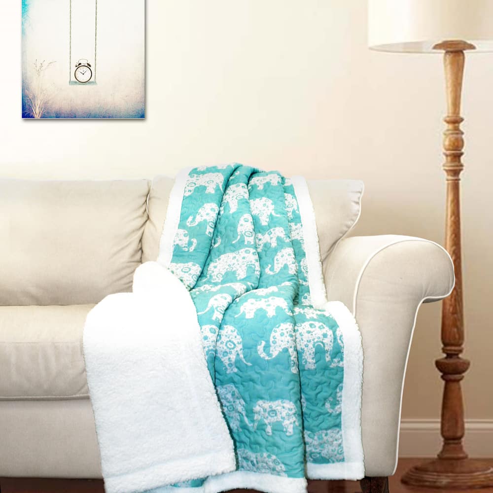 Taylor & Olive Amelia Blue Elephant Throw Blanket