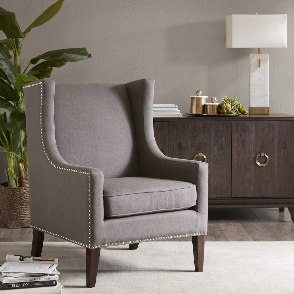 Madison Park Weston Charcoal Wing Chair