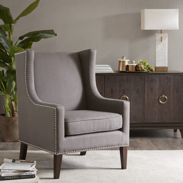 slide 1 of 6, Madison Park Weston Charcoal Wing Chair
