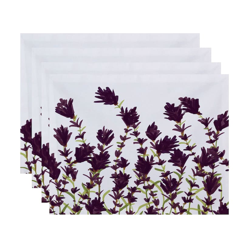 Lavender Floral Print 18x14-inch Placemat - Purple