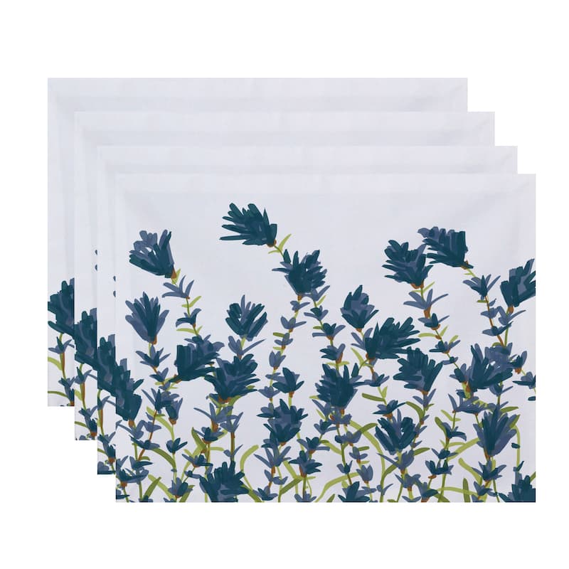Lavender Floral Print 18x14-inch Placemat - Teal