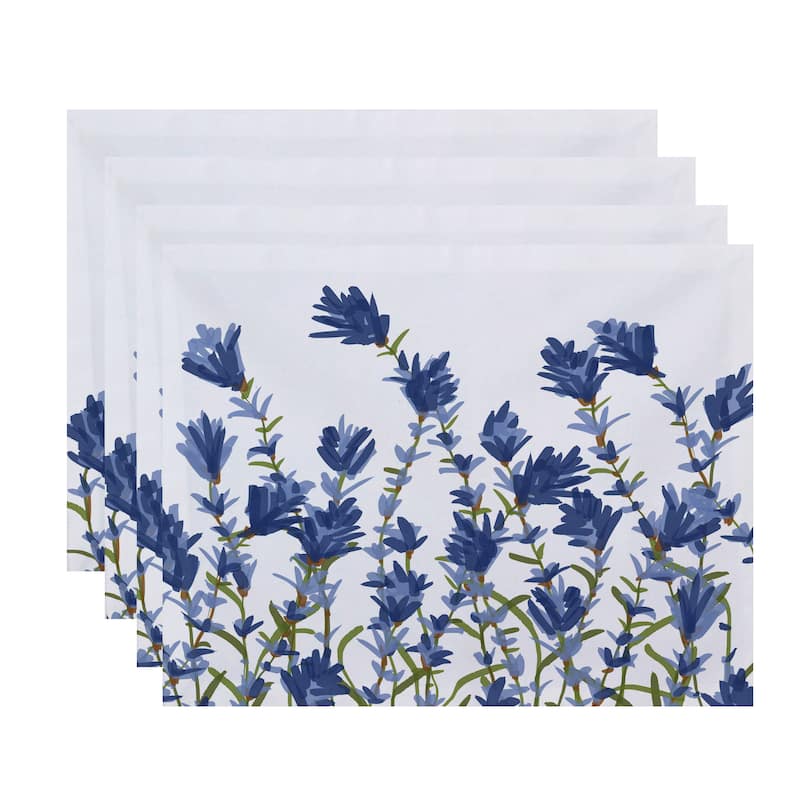 Lavender Floral Print 18x14-inch Placemat - Blue