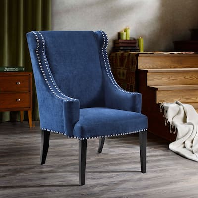 Madison Park Lucy Blue High Back Wing Chair