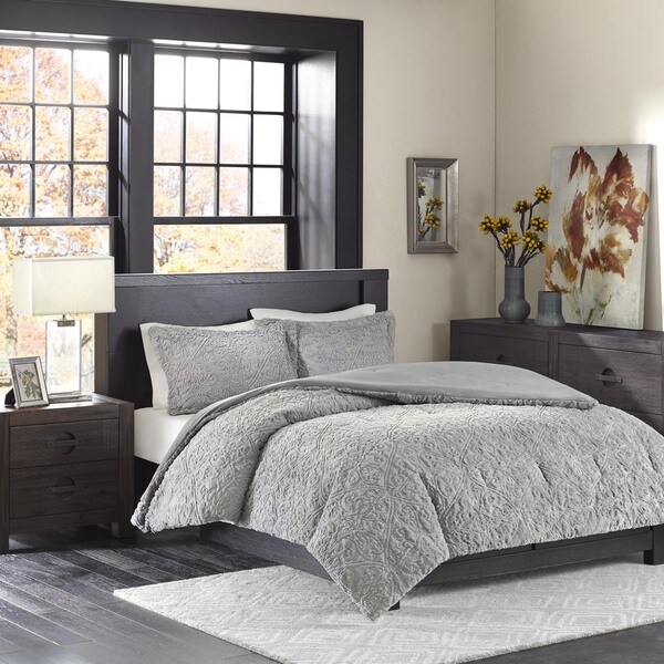 Madison Park Syracuse Grey Ultra Plush Comforter Set