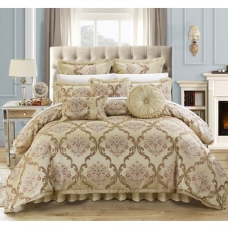 Chic Home Antonio 13-piece Jacquard Scroll Beige Comforter Set