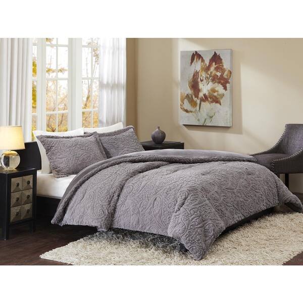 Shop Madison Park Albany Grey Ultra Plush Comforter Set On Sale