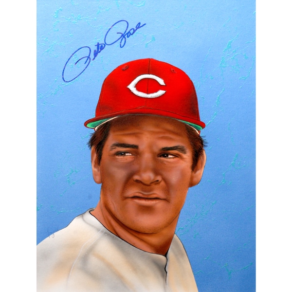 Gary Longordo Pete Rose Autographed Sport Memorbilia Painting