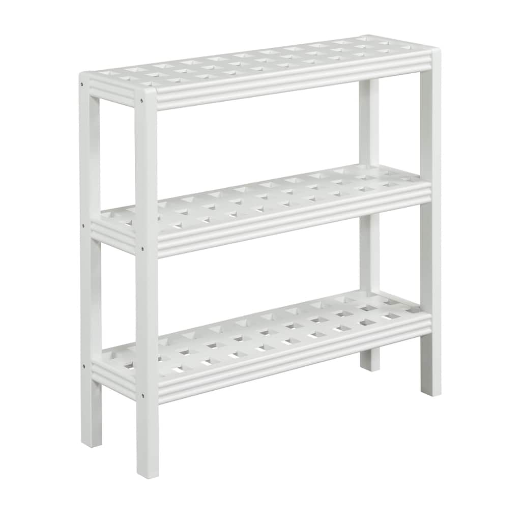 NewRidge Home Solid Wood Beaumont 3-shelf Console/ Shoe Rack, White