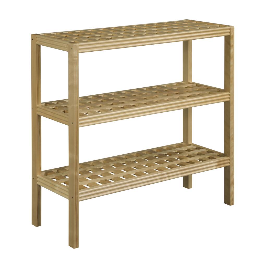 NewRidge Home Solid Wood Beaumont 3-shelf Large Console, Bookcase. Blonde