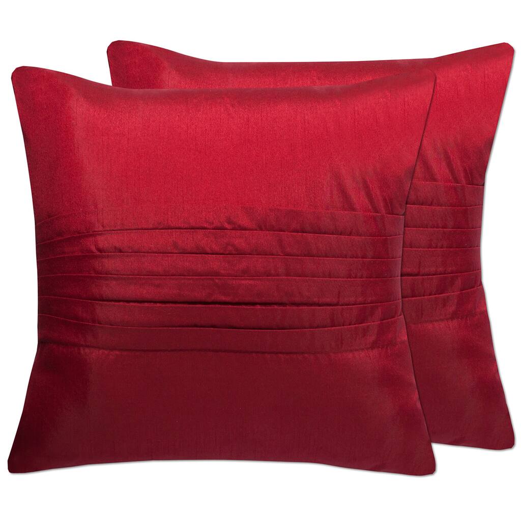 Luxurious Tuxedo Pleat Faux Silk 18-inch Throw Pillows (Set of 2)